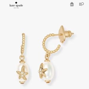 NWT Kate Spade Sea Star Starfish Pearl Huggie Earrings